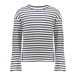 Sweater striped with buttons offwhite/navy 