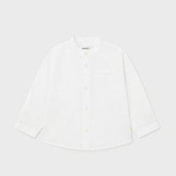 L/s linen mao shirt white          