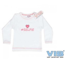 T-Shirt '#selfie' wit-roze 3M