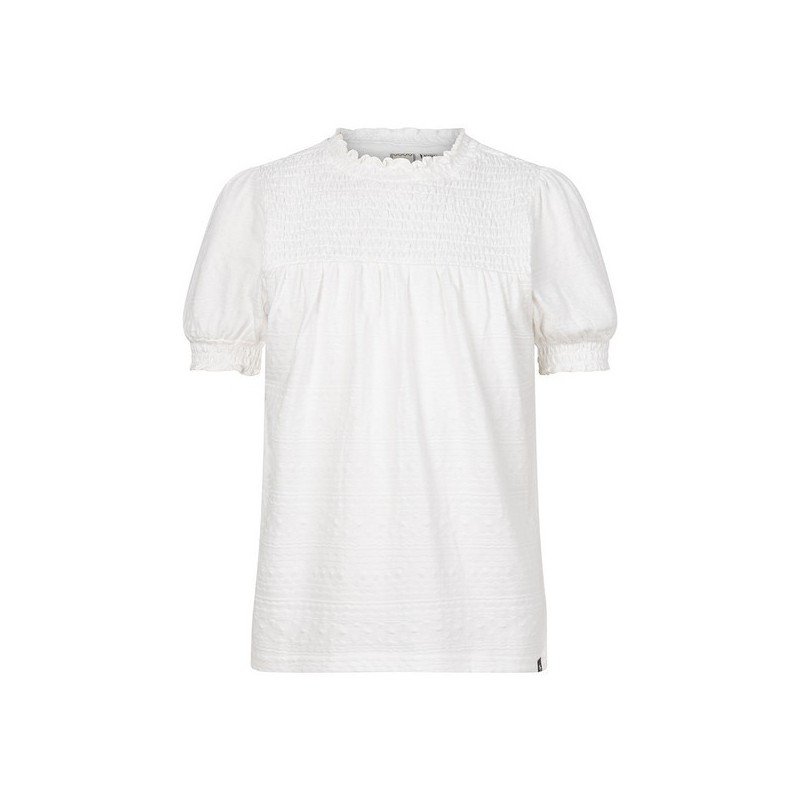 Smocked T-shirt lily white