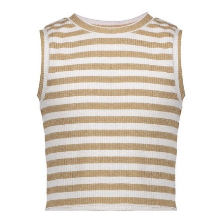 Top cropped lurex striped offwhite/sand