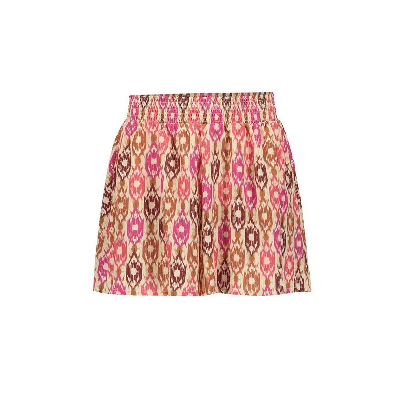 Short wide all over print sand/brown/fuchsia