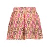 Short wide all over print sand/brown/fuchsia