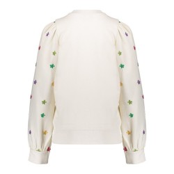 Sweater with embroided flowers light sand/multicolor