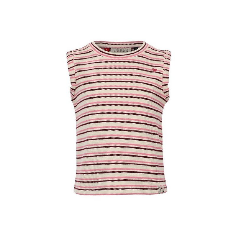 Little knitted sleeveless top pink summer stripes