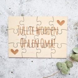Zwangerschapsaankondiging houten puzzel Jullie worden opa en oma!