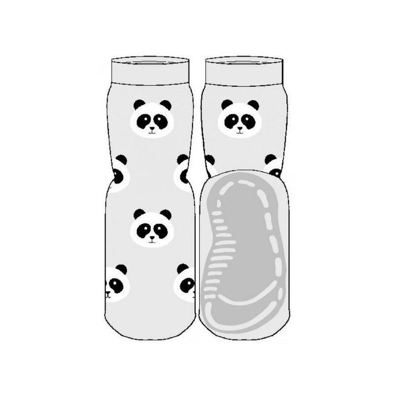 Anti-slip sok panda grijs
