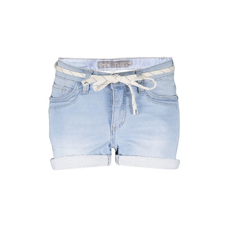 Shorts button at fly bleached denim