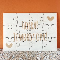 Zwangerschapsaankondiging houten puzzel Hoera! Je wordt opa!