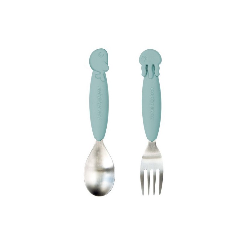 YummyPlus spoon & fork set Sea Friends Blue
