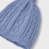 Knit leg warmer with hat set blue ice