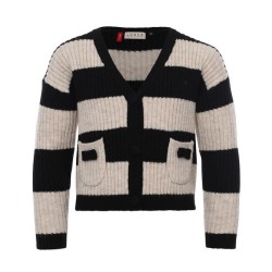 Little knitted striped cardigan black