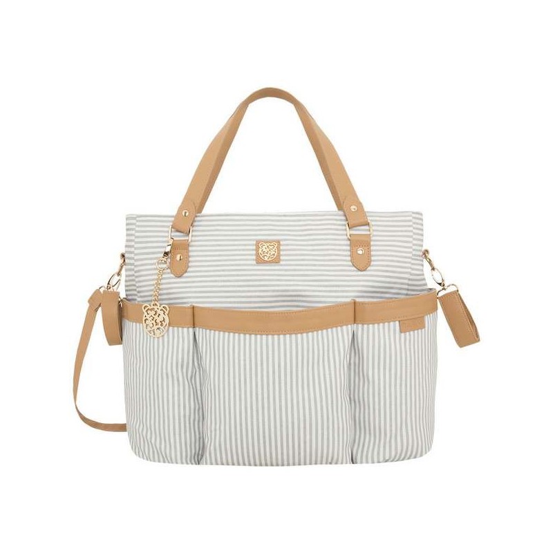 Bag Striped laminated Pearl  + luxe verschoningsmatje