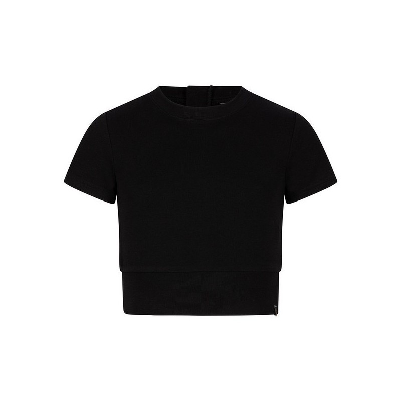 Cropped T-Shirt Rib Zip black