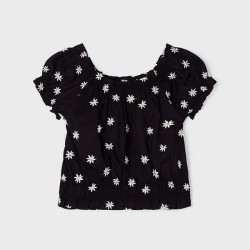 Embroidered loose shirt black     