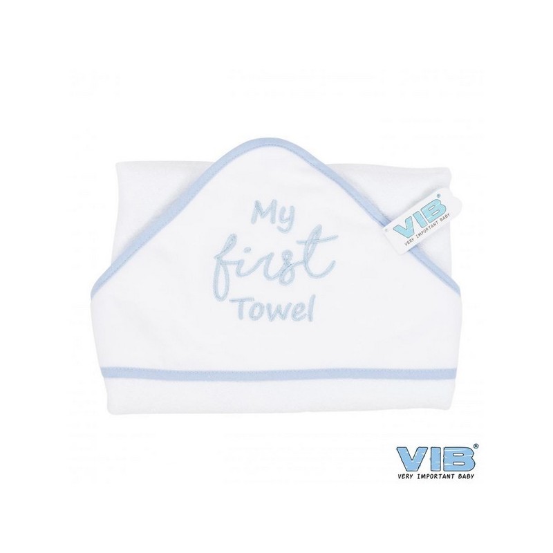 Badcape My First Towel wit/blauw