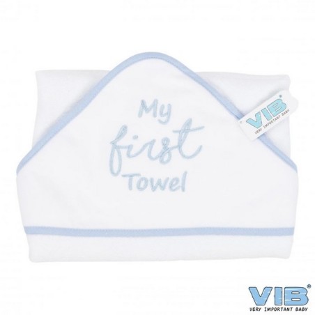 Badcape My First Towel wit/blauw