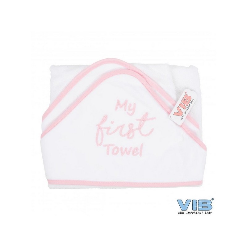 Badcape My First Towel wit/roze