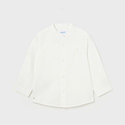 L/s mao collar linen shirt white 